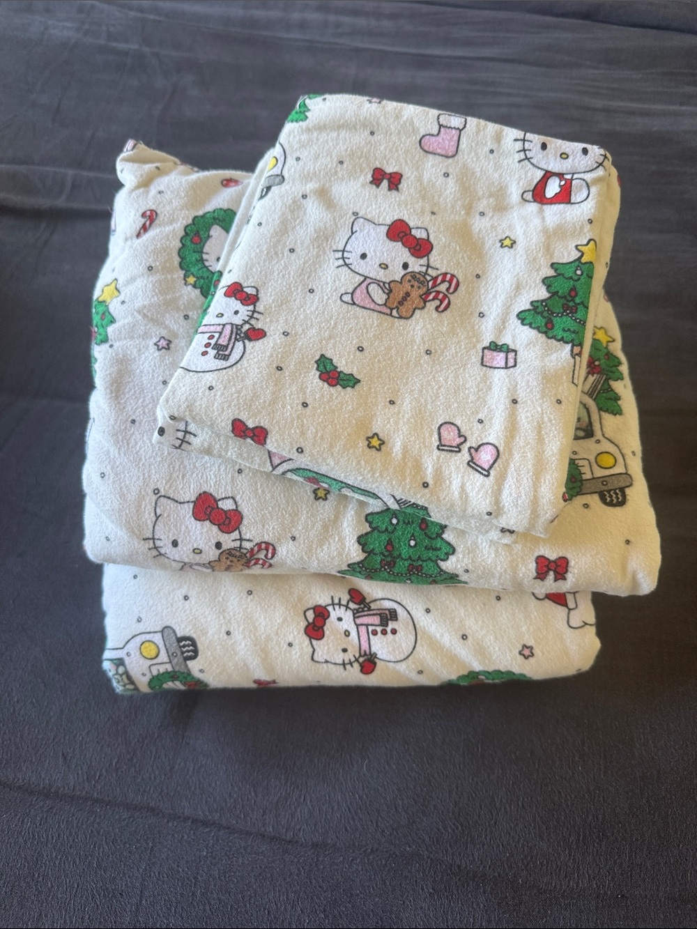 Hello Kitty Sheet Set Full Organic Flannel Christmas Kitty